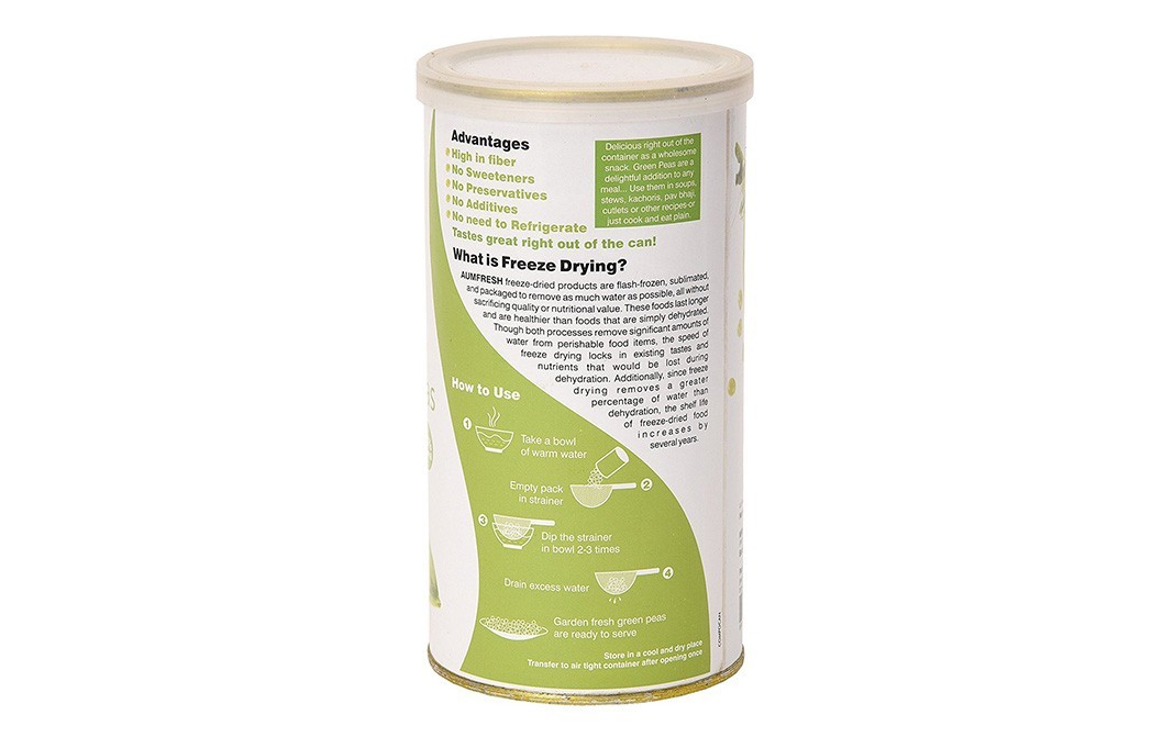 Aum Fresh Freeze Dried Green Peas    Can  50 grams